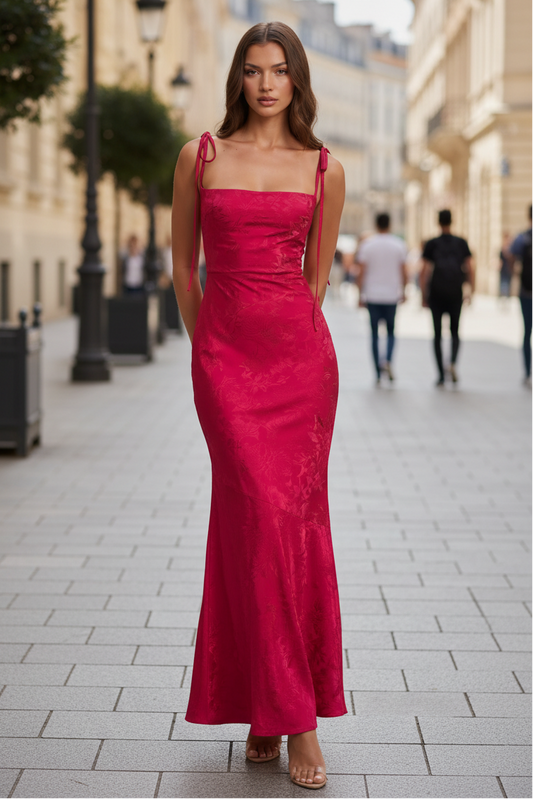 Draped Neckline Maxi Dress