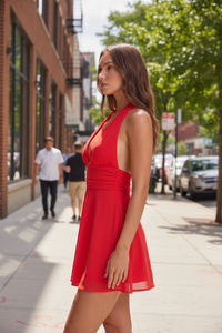 Defined Open-Back Dress