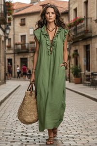 Romantic Ruffle Collar Maxi Dress