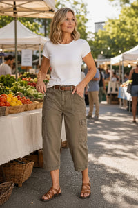 Relaxed Cargo Capris in Mocha