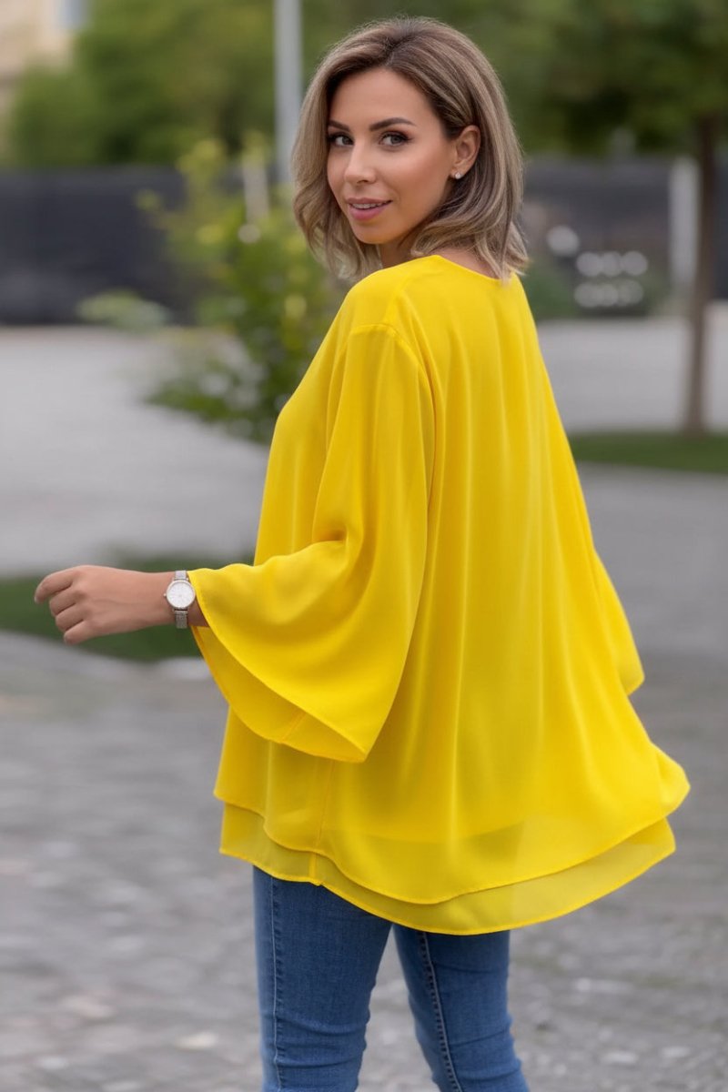 Lightweight Chiffon Zip Top for Effortless V-Neck Elegance 4