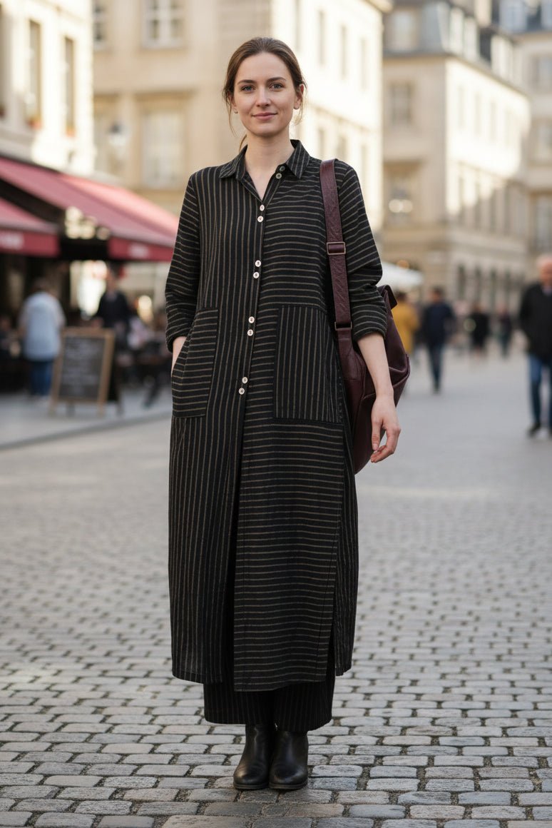 Linen Stripe Two Piece Set for Effortless Loungewear Elegance 0