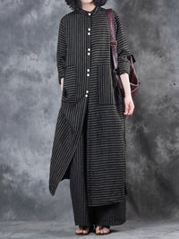 Linen Stripe Two Piece Set for Effortless Loungewear Elegance 3