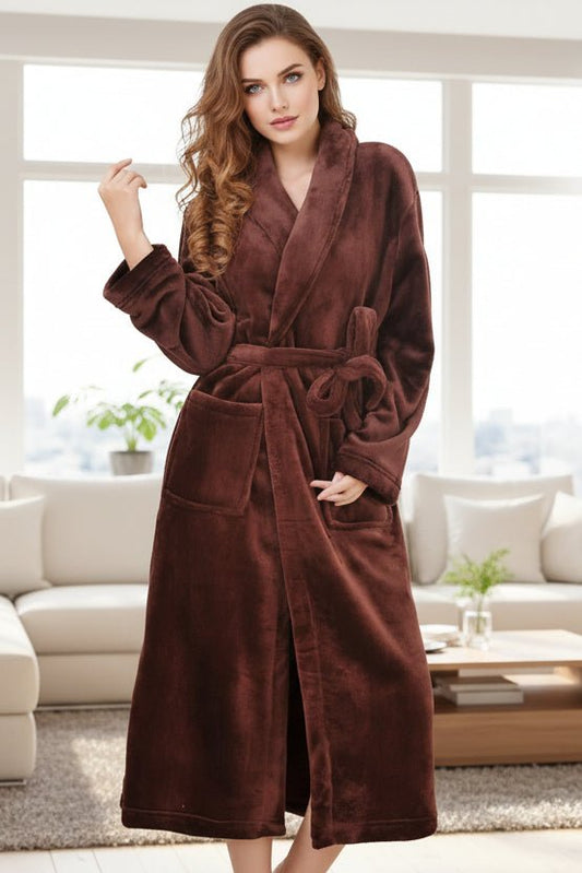 Long Premium Fleece Bathrobe for Ultimate Comfort and Warmth 0