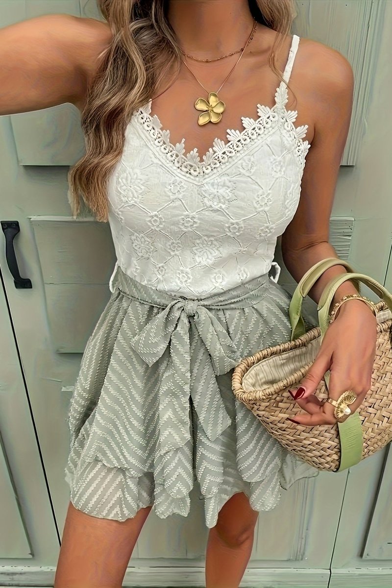 Loungewear Set with Lace Camisole and Skirt Shorts for Elegant Comfort 3