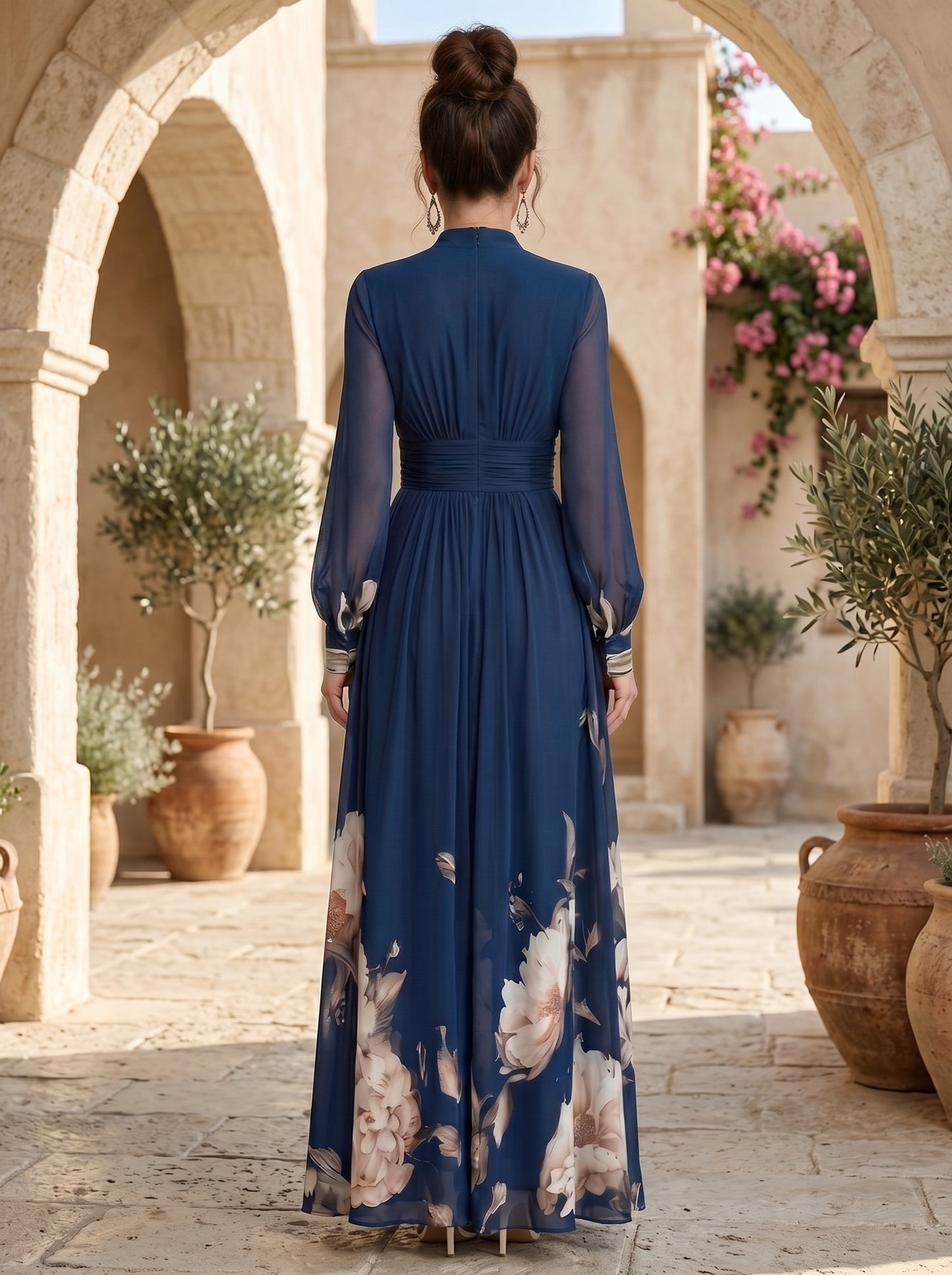 Twilight Whisper Pleated Maxi Dress