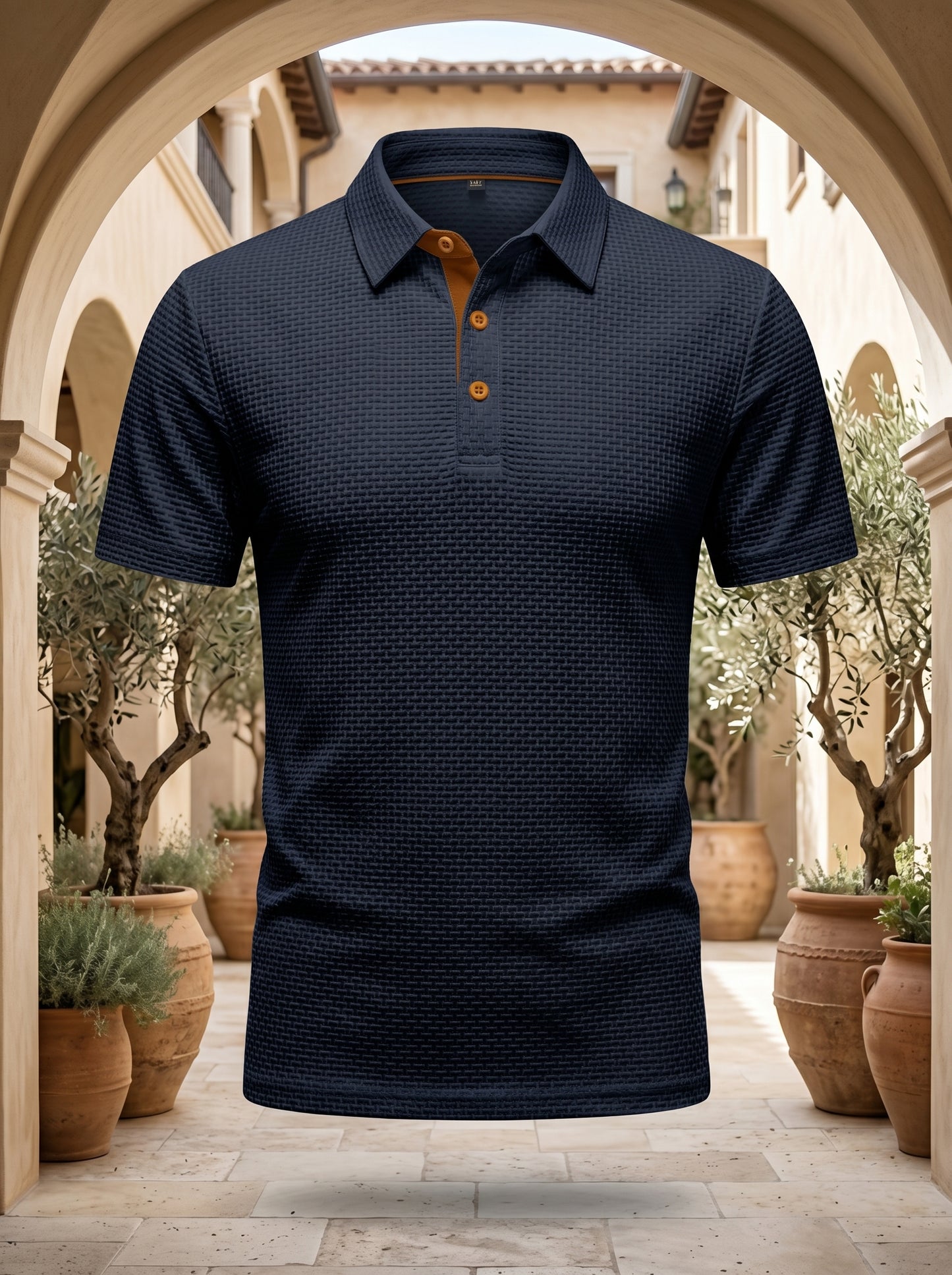 Harbor Wave Textured Polo Shirt