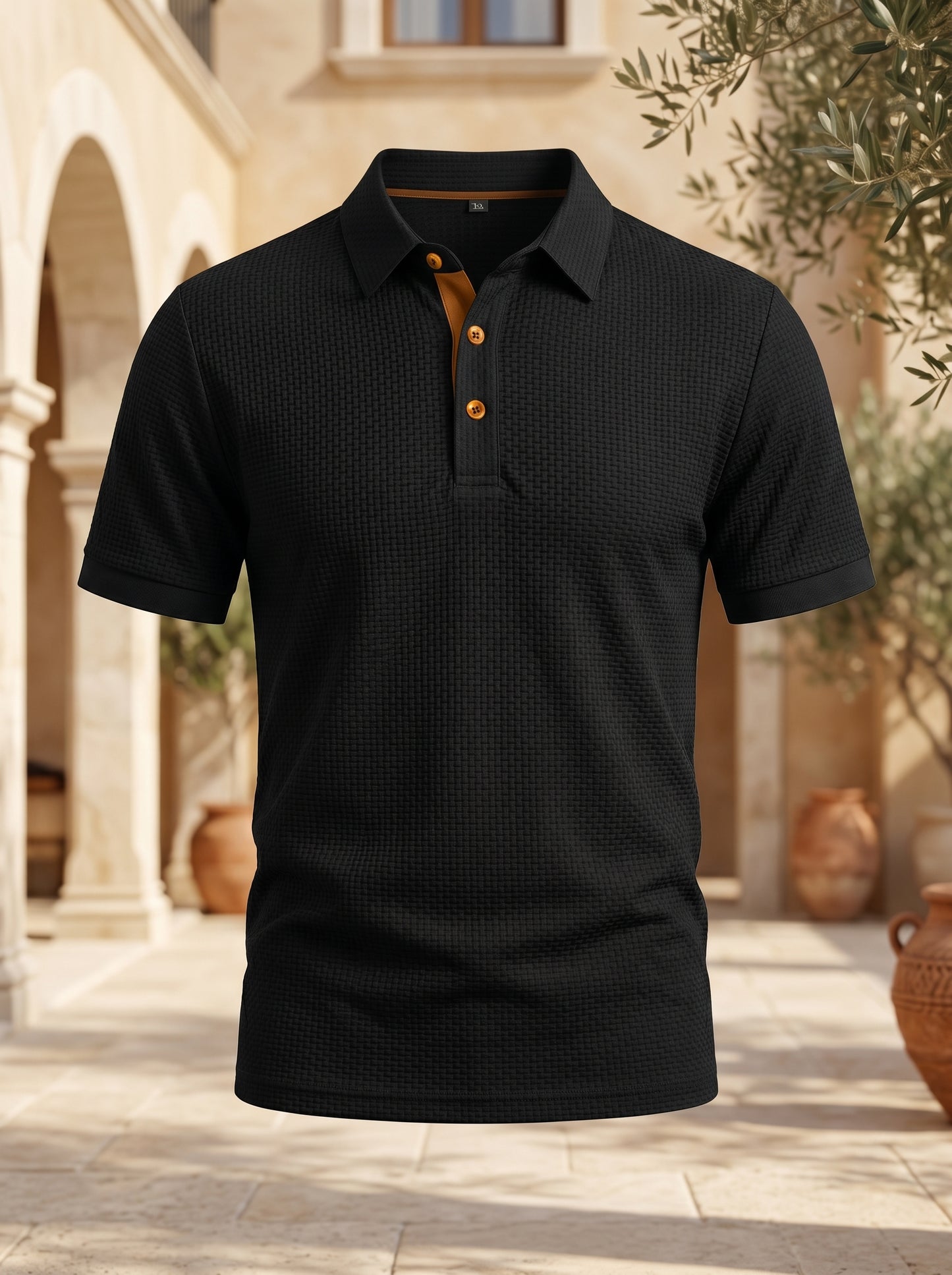 Harbor Wave Textured Polo Shirt