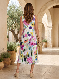 Garden Melody Sleeveless Midi Dress