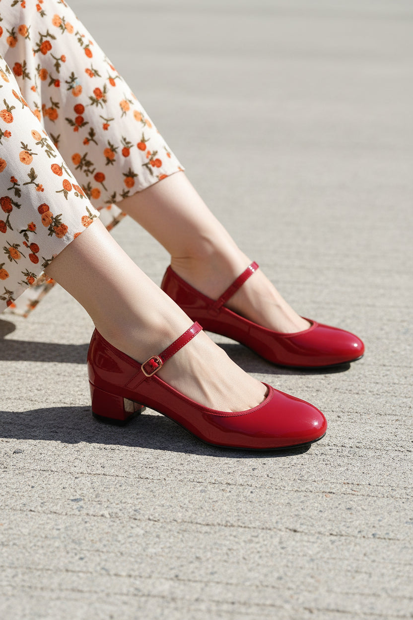 Mary Jane Block Heel with Buckle Strap