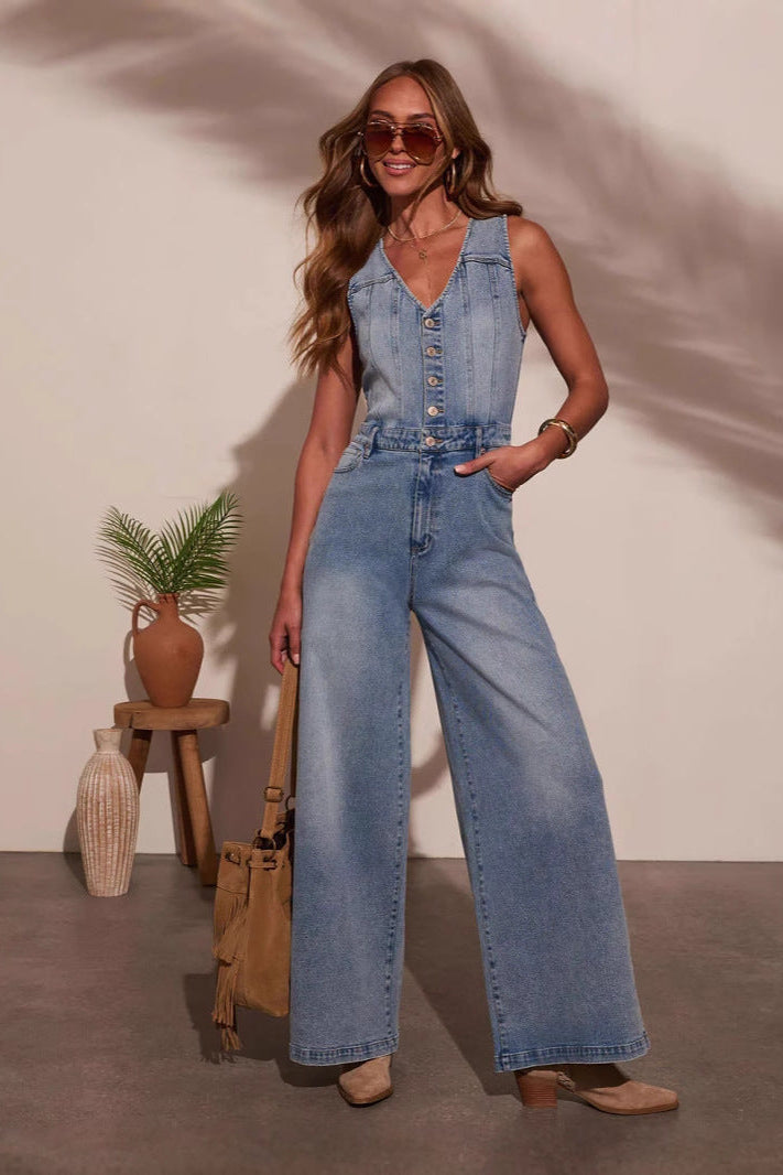 Vintage Button Detail Jumpsuit