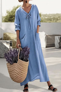 Lässiges V-Ausschnitt Maxikleid