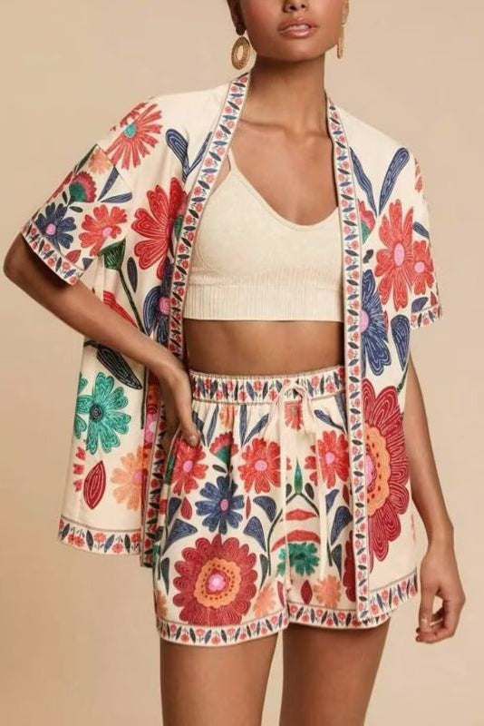 Bohemian Printed Two-Piece Set for Vacation and Leisure