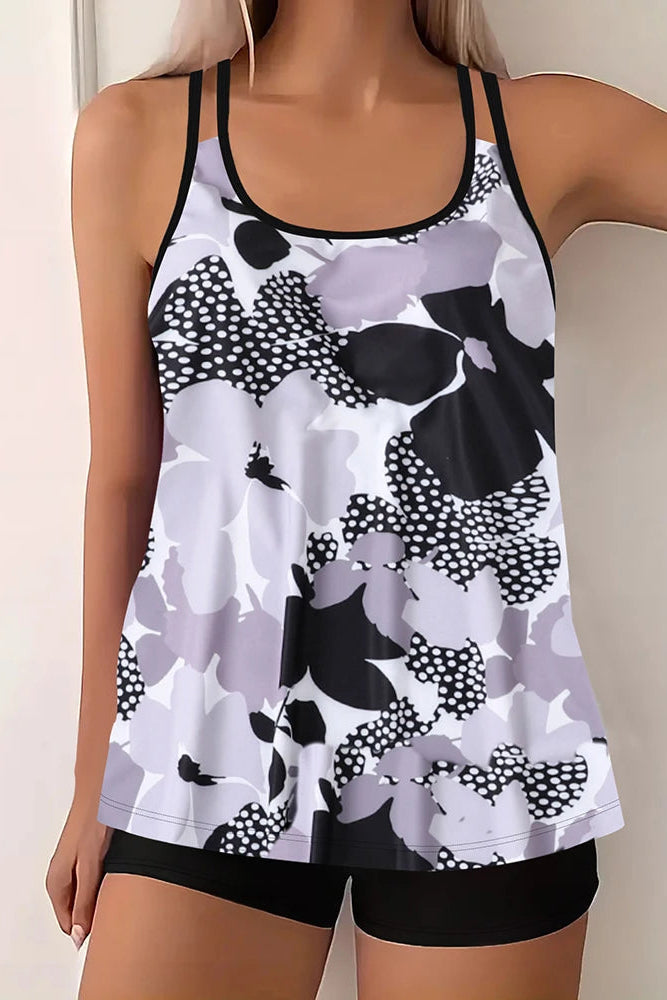Blumenmuster Lace-Up Tankini-Set