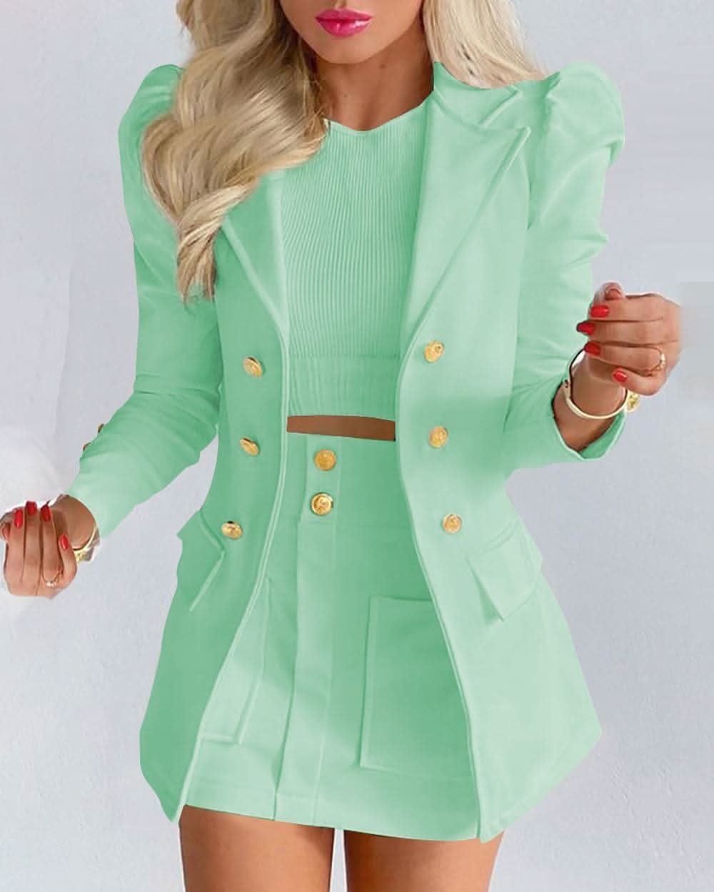 Schicker taillierter Power-Blazer-Rockanzug
