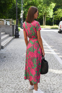 Marlene - Women's Floral V-Neck Wrap Midi Dress for Summer Style 0