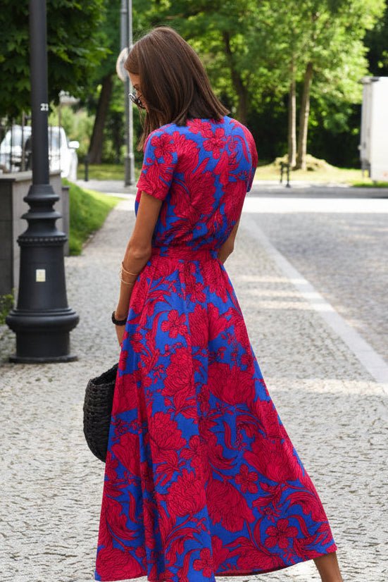 Marlene - Women's Floral V-Neck Wrap Midi Dress for Summer Style 6