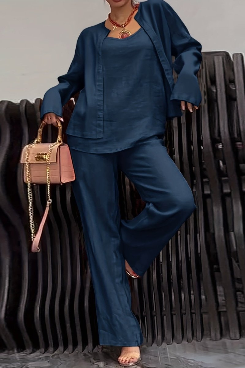 Minimalist Linen Ensemble Set for Effortless Women's Outfit Style 6