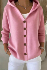 Casual Hooded Button Front Cardigan