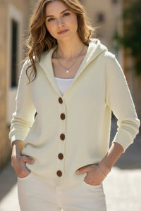 Casual Hooded Button Front Cardigan
