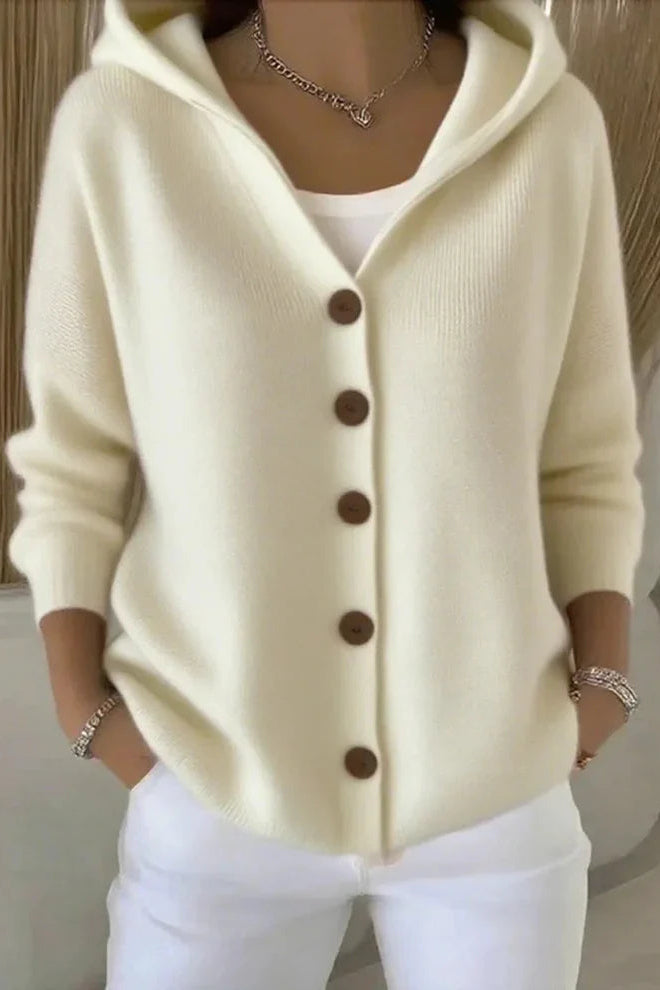 Casual Hooded Button Front Cardigan