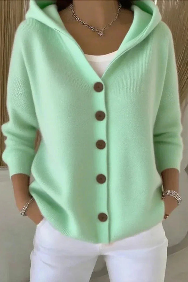 Casual Hooded Button Front Cardigan