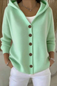 Casual Hooded Button Front Cardigan