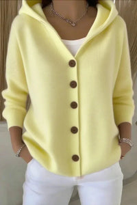 Casual Hooded Button Front Cardigan