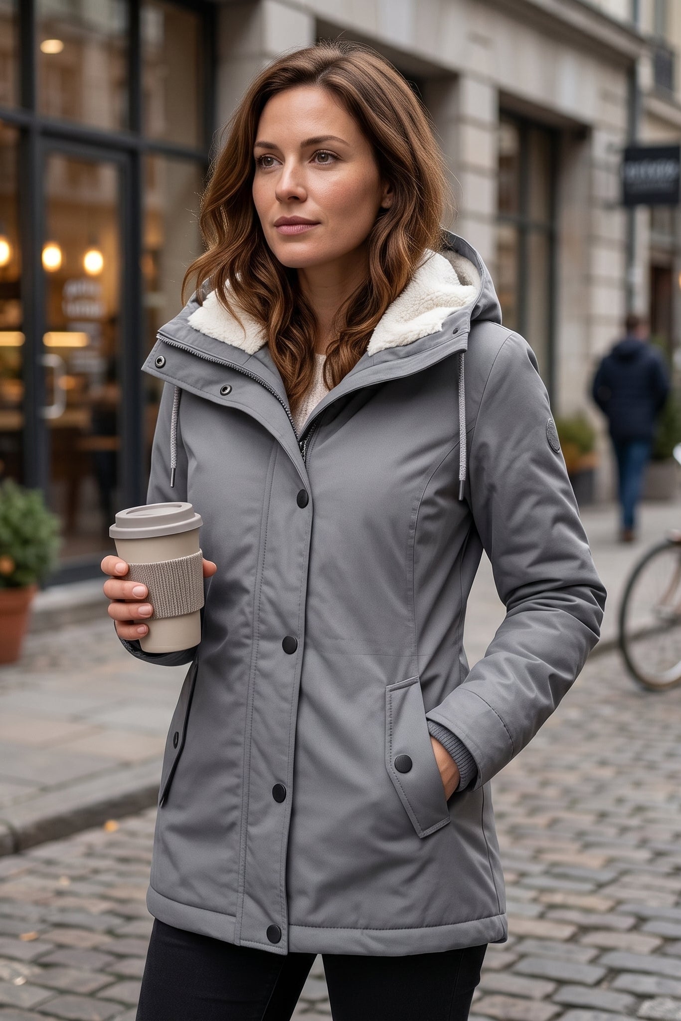 Hooded Longline Button Front Coat