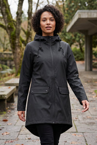 Hooded Longline Zip Front Utility Coat