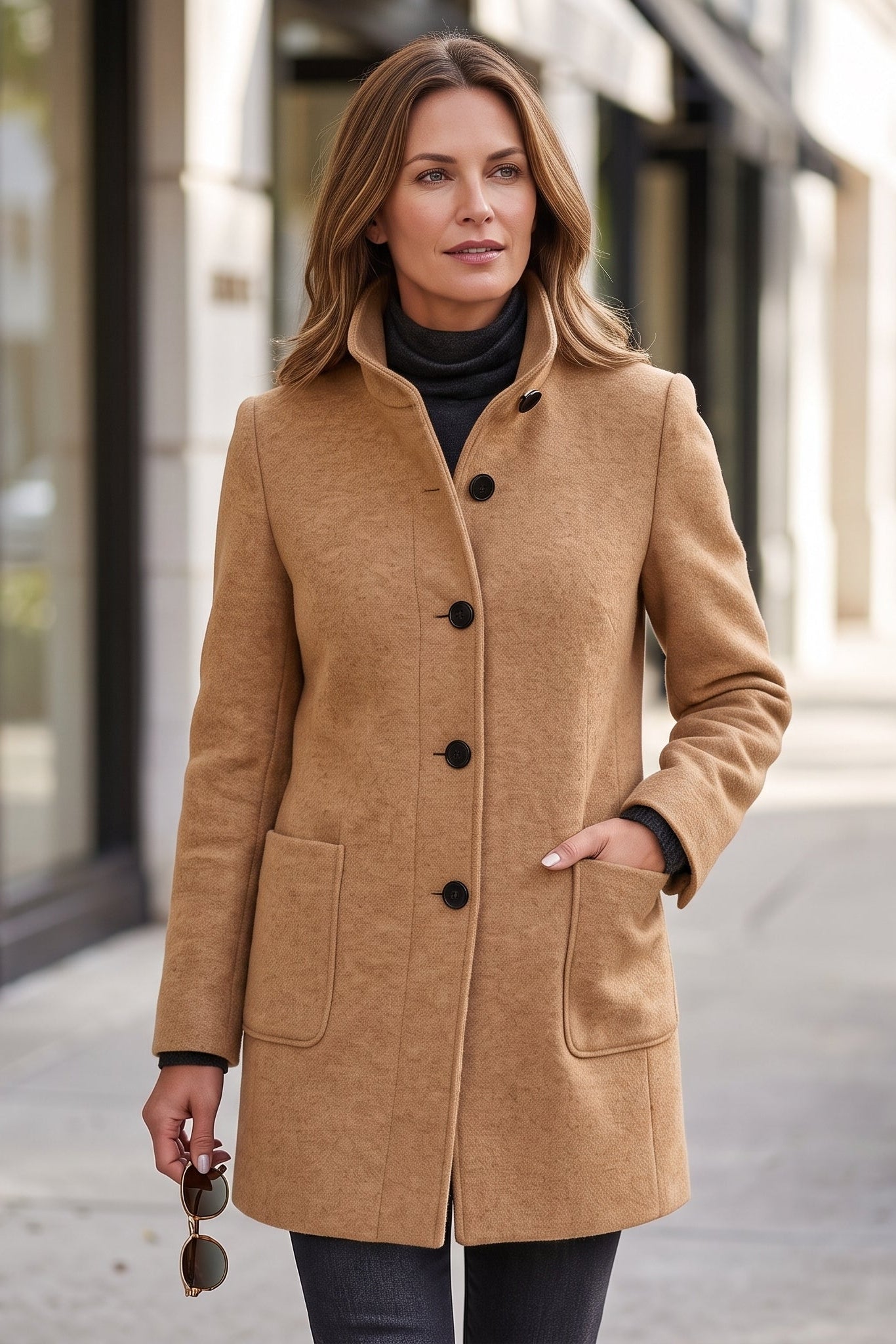 Elegant Button Front Longline Collared Coat