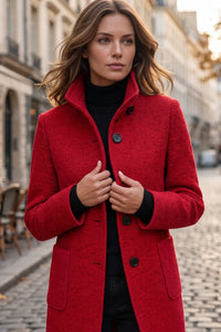 Elegant Button Front Longline Collared Coat