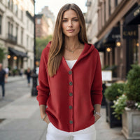 Casual Hooded Button Front Cardigan