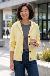 Casual Hooded Button Front Cardigan