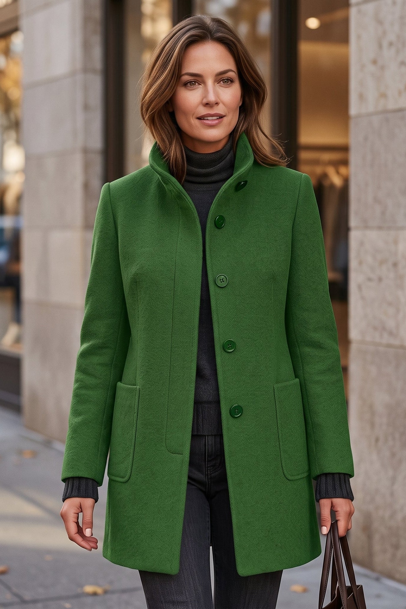 Elegant Button Front Longline Collared Coat