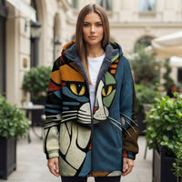 Graphic Hooded Zip Front Casual Jacket