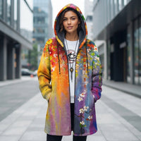 Graphic Hooded Zip Front Casual Jacket