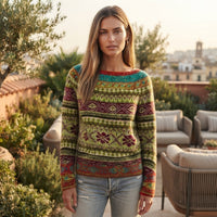 Striped Crew Neck Relaxed Fit Sweater