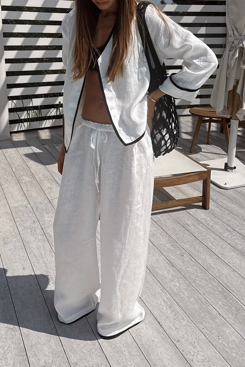 Modern Contrast Linen Co-Ord Set for Effortless Style 1