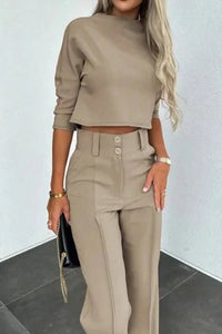 Modern Tailored Co-Ord Set with Cropped Top and High-Waisted Trousers 1