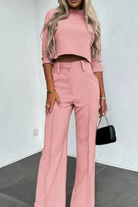 Modern Tailored Co-Ord Set with Cropped Top and High-Waisted Trousers 2