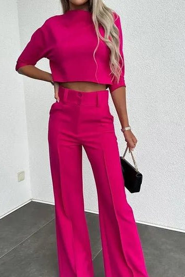 Modern Tailored Co-Ord Set with Cropped Top and High-Waisted Trousers 3