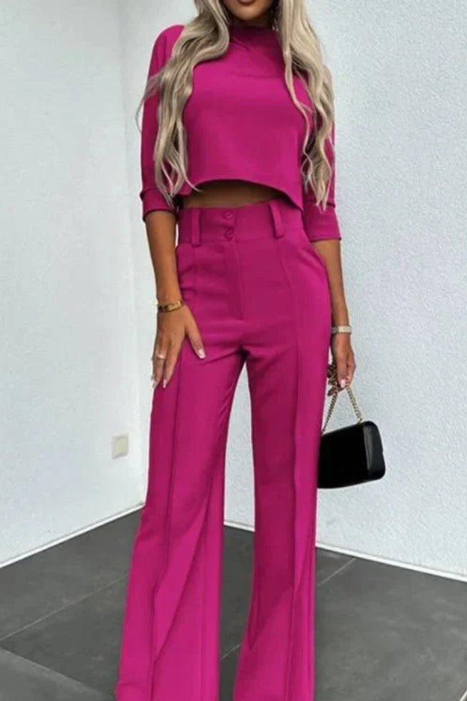 Modern Tailored Co-Ord Set with Cropped Top and High-Waisted Trousers 6