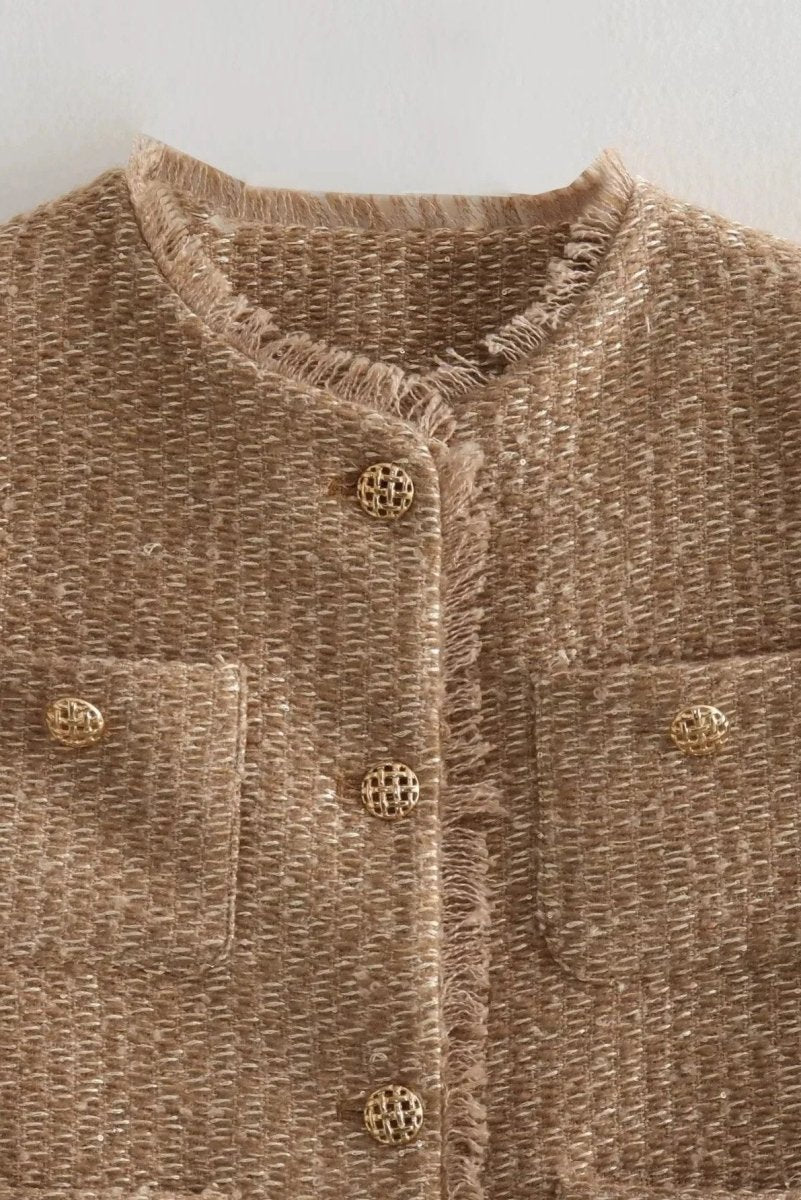 Modern Tweed Jacket with Breathable Open-Weave for Effortless Style 3