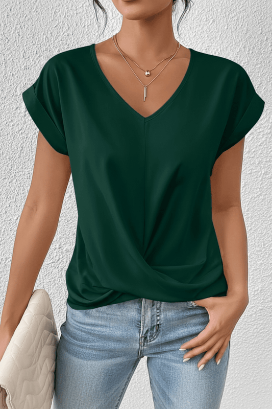 Modern V-Neck Top in High-Quality Fabric for Effortless Everyday Style 0