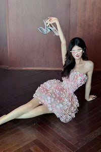 Strapless 3D Floral Luxury Evening Dress for Special Occasions