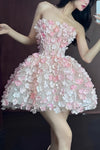 Strapless 3D Floral Luxury Evening Dress for Special Occasions
