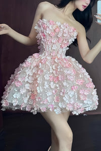 Strapless 3D Floral Luxury Evening Dress for Special Occasions