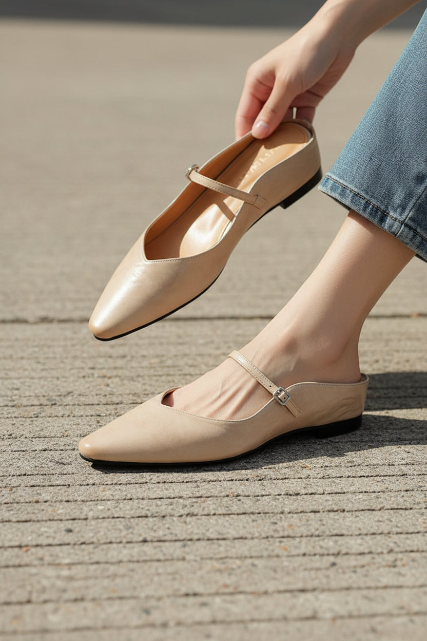 Lace Mules With Open Toe Detail