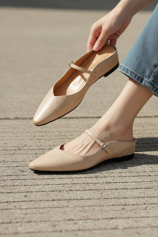 Lace Mules With Open Toe Detail